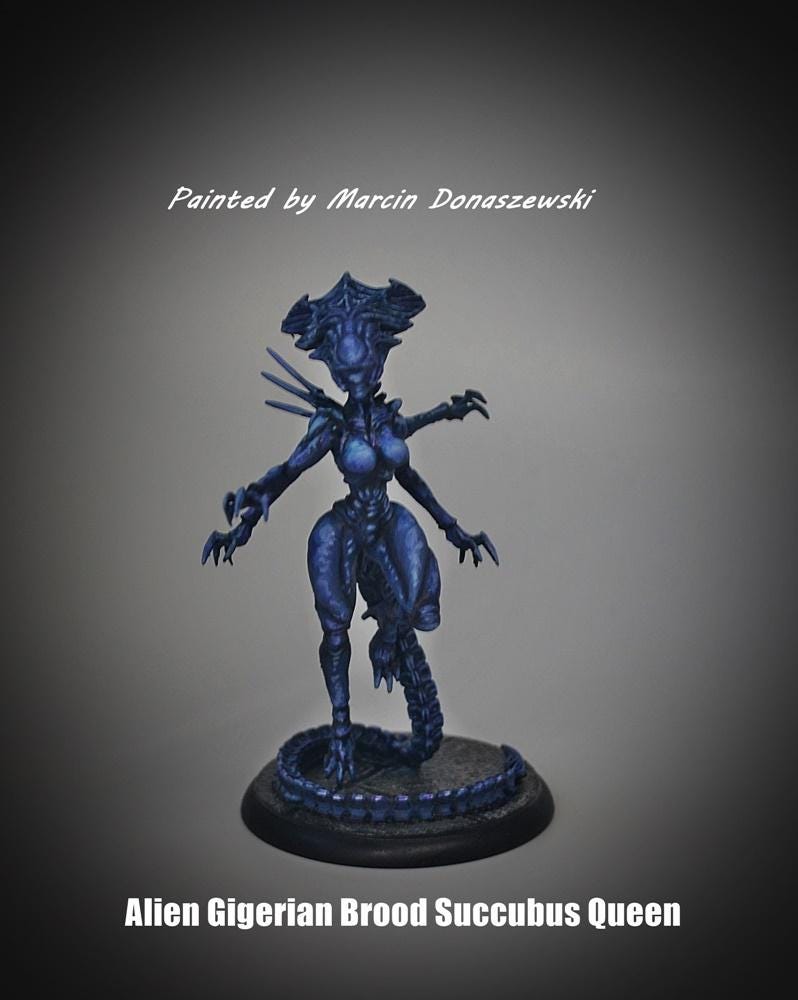 Xenomorph Queen Succubus Miniature: 32mm Gigerian Papsikels Figure for RPG, Alien-Inspired Tabletop Gaming