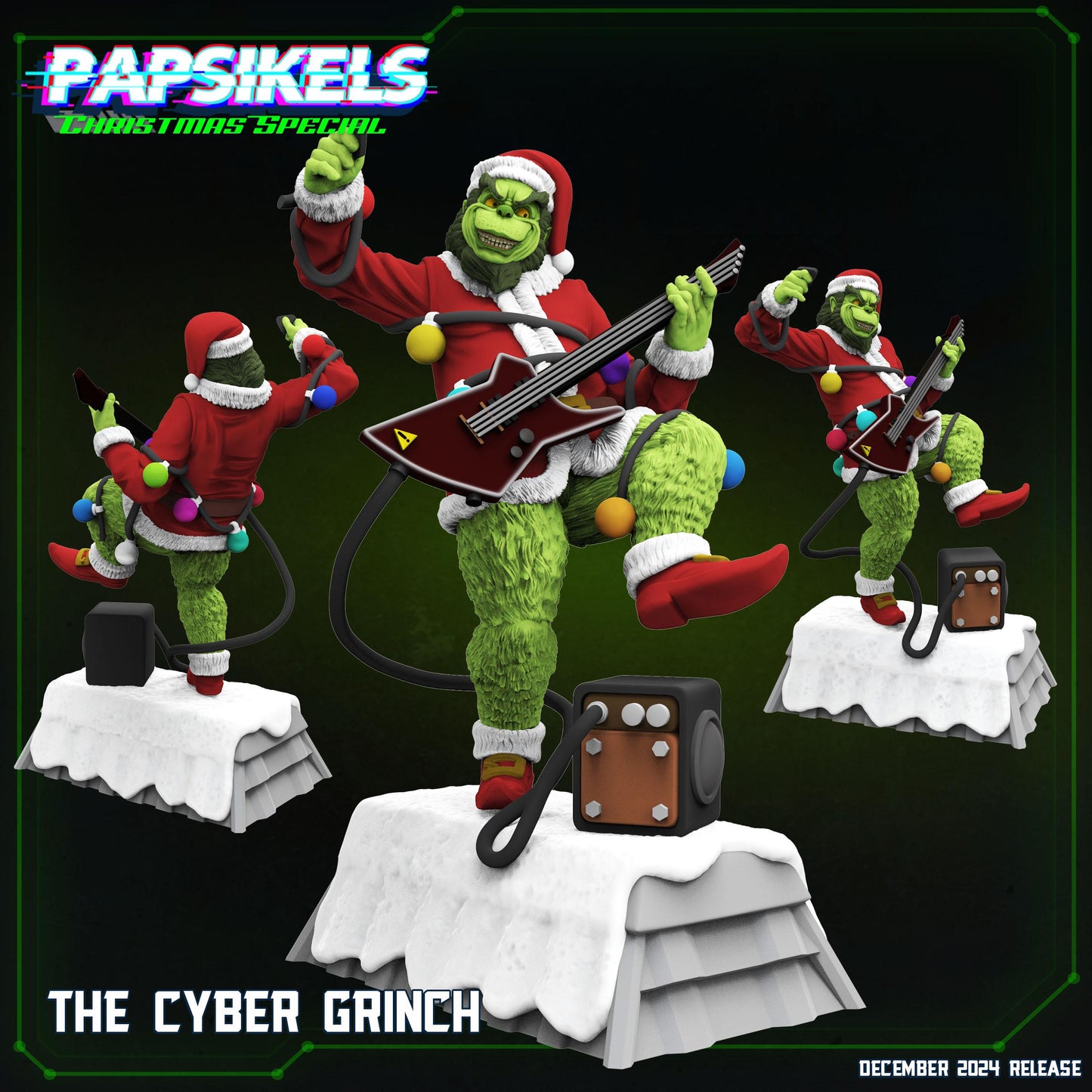 Cyberpunk, The Cyber Grinch, Papsikels, 32mm or 75mm Mini