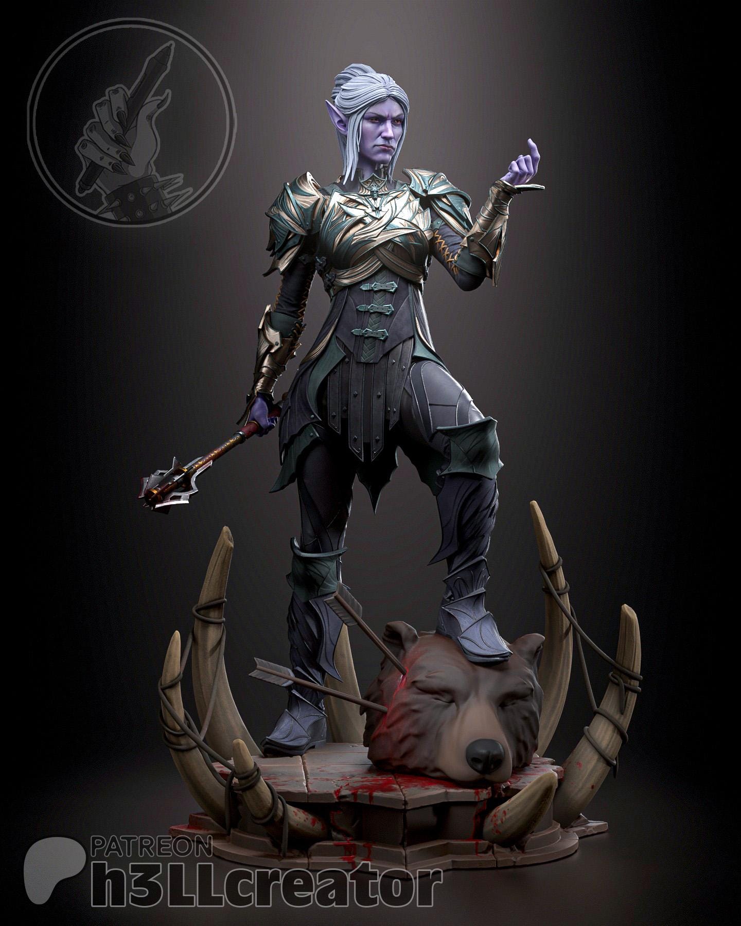 Minthara from Baldur's Gate 3 (fan art) | Full Model or Bust | Miniature scale 1:12 | h3LL Creator | DIY Model Kit
