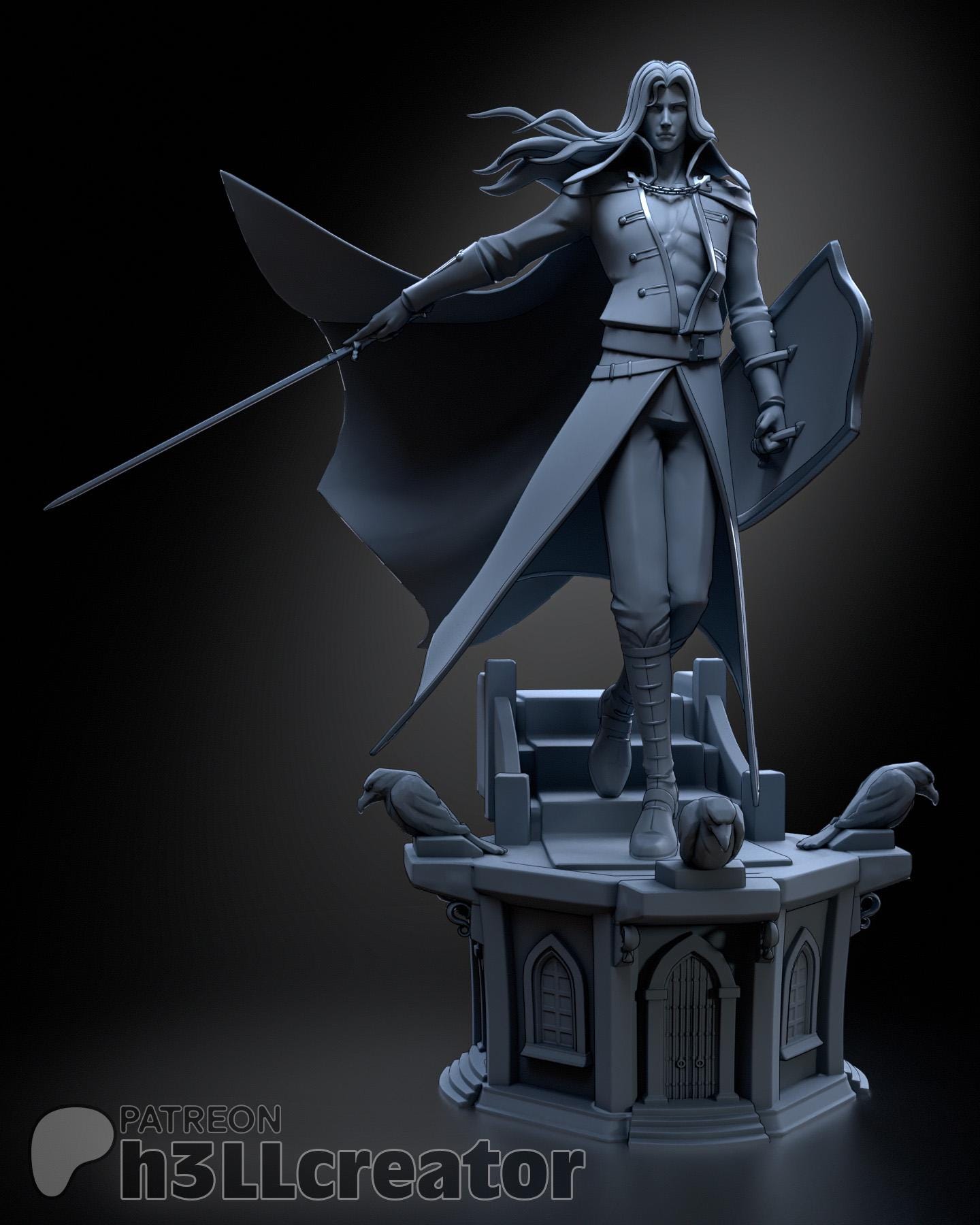 Alucard from Castlevania (fan art) | Full Model | Miniature scale 1:12 | h3LL Creator | DIY Model Kit