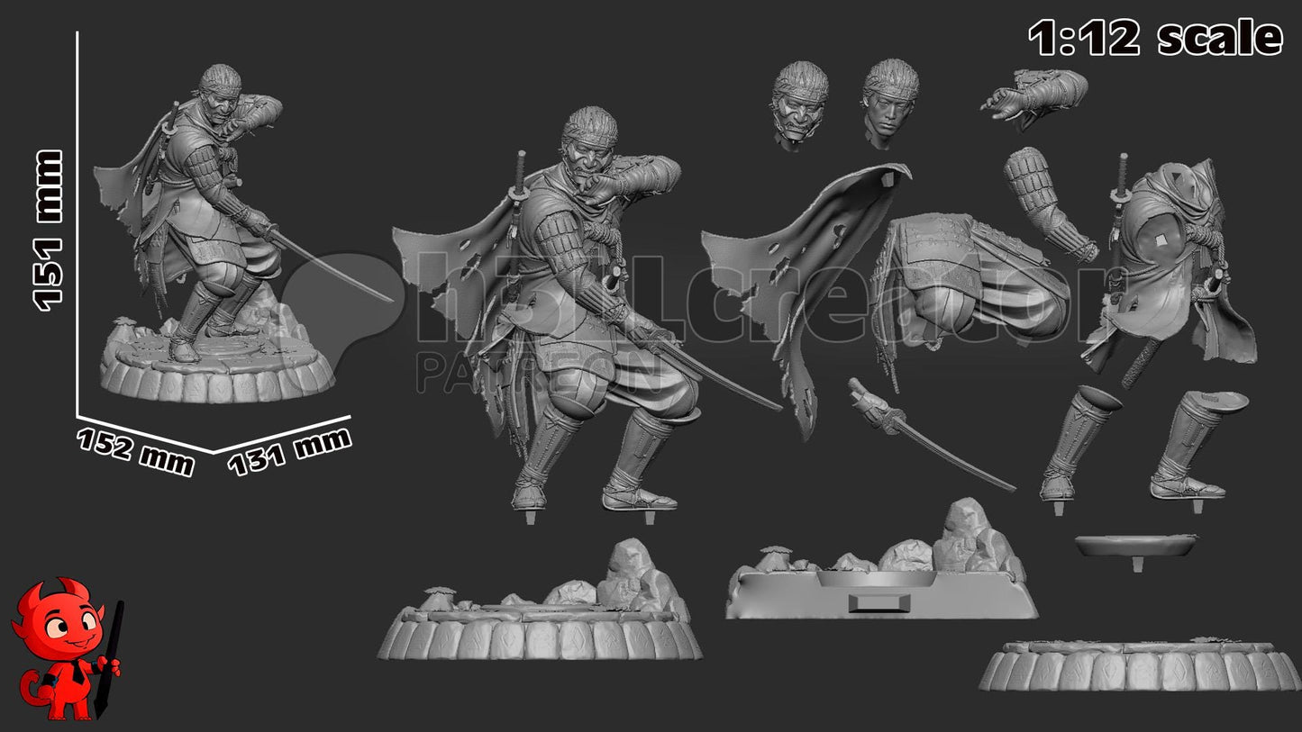 Jin Sakai from Ghost of Tsushima (fan art) | Full Model | Miniature scale 1:12 | h3LL Creator | DIY Model Kit