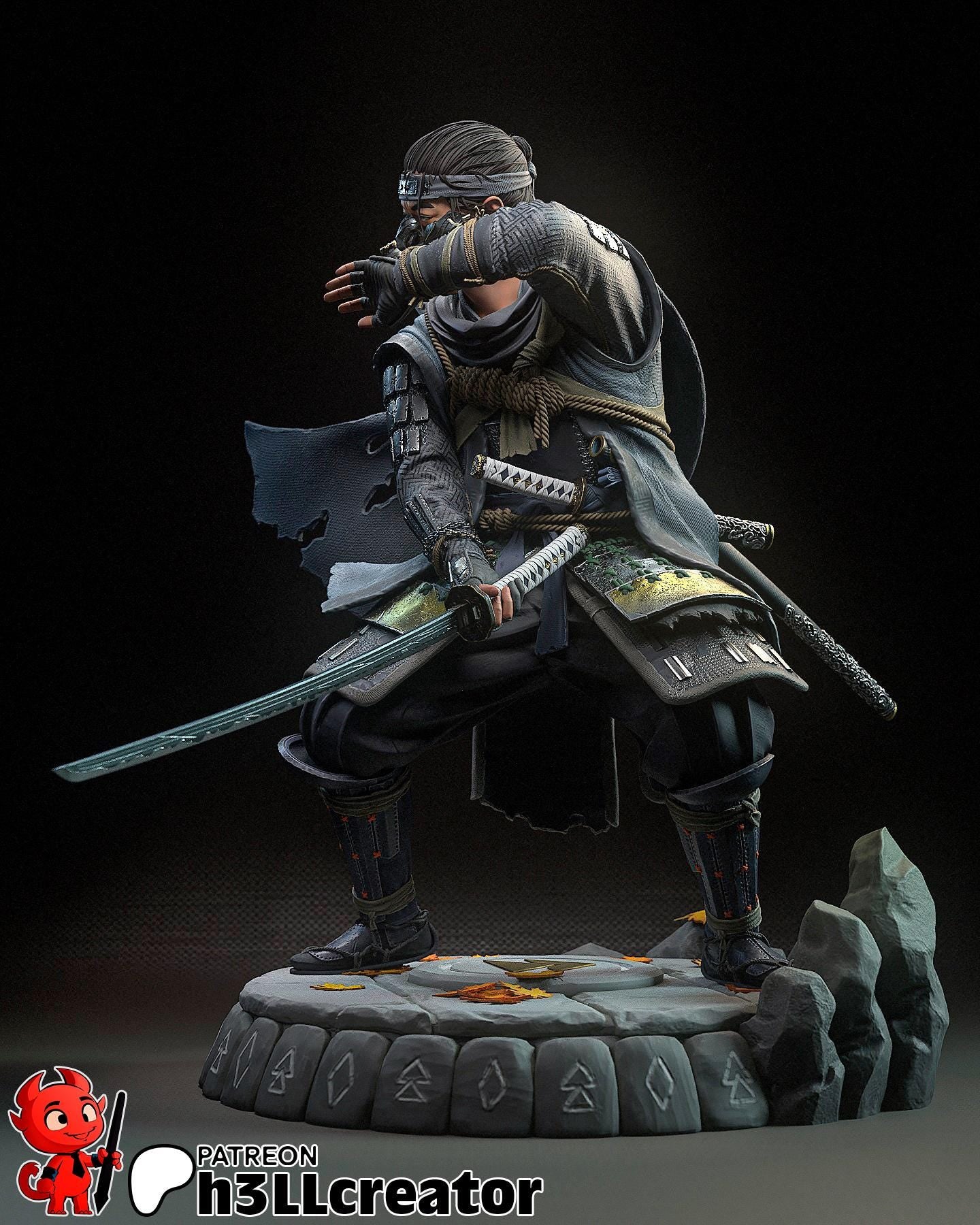 Jin Sakai from Ghost of Tsushima (fan art) | Full Model | Miniature scale 1:12 | h3LL Creator | DIY Model Kit