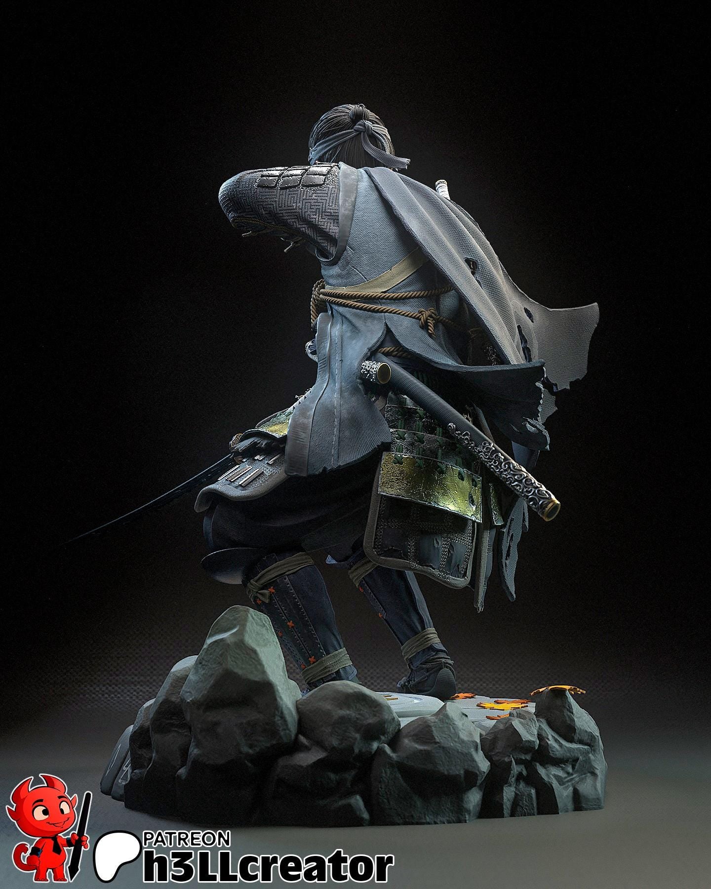 Jin Sakai from Ghost of Tsushima (fan art) | Full Model | Miniature scale 1:12 | h3LL Creator | DIY Model Kit