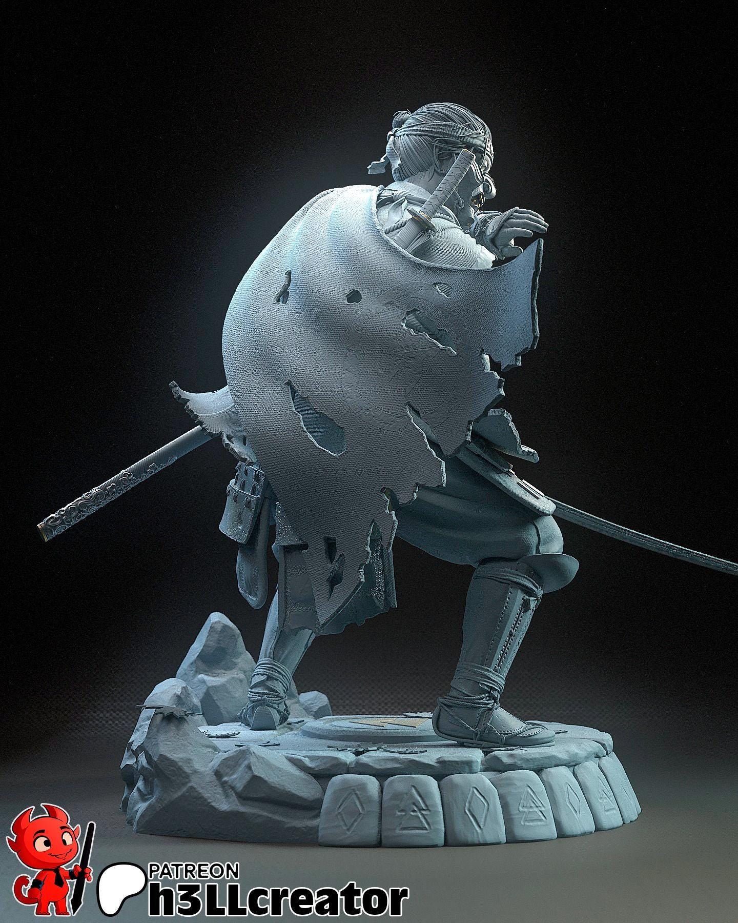 Jin Sakai from Ghost of Tsushima (fan art) | Full Model | Miniature scale 1:12 | h3LL Creator | DIY Model Kit