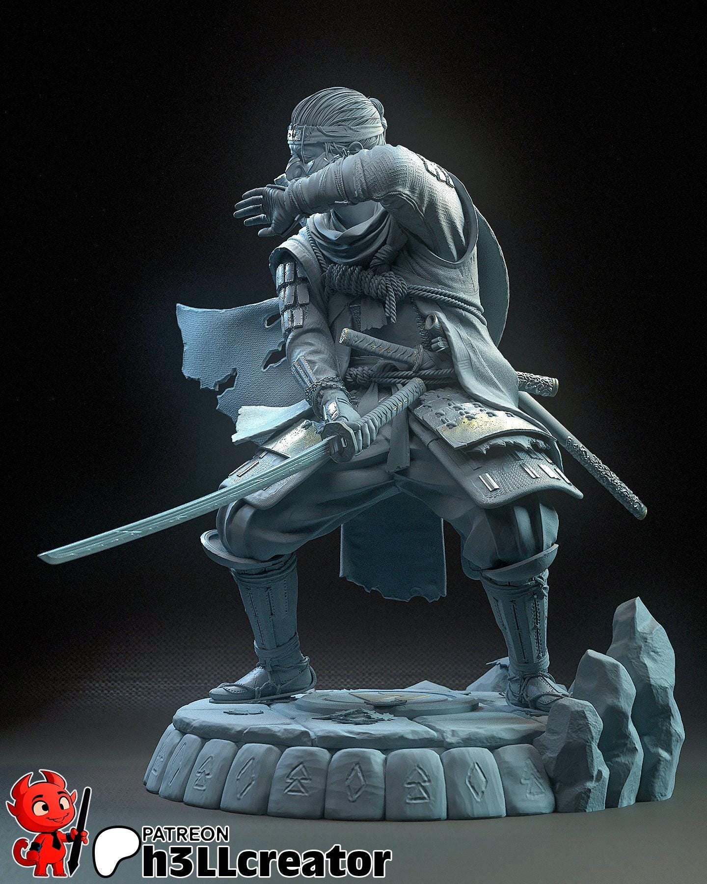 Jin Sakai from Ghost of Tsushima (fan art) | Full Model | Miniature scale 1:12 | h3LL Creator | DIY Model Kit