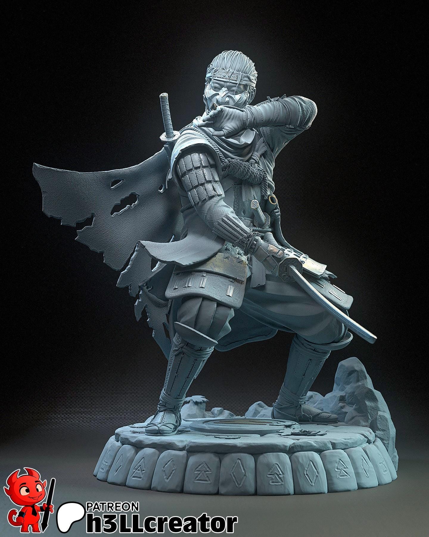 Jin Sakai from Ghost of Tsushima (fan art) | Full Model | Miniature scale 1:12 | h3LL Creator | DIY Model Kit