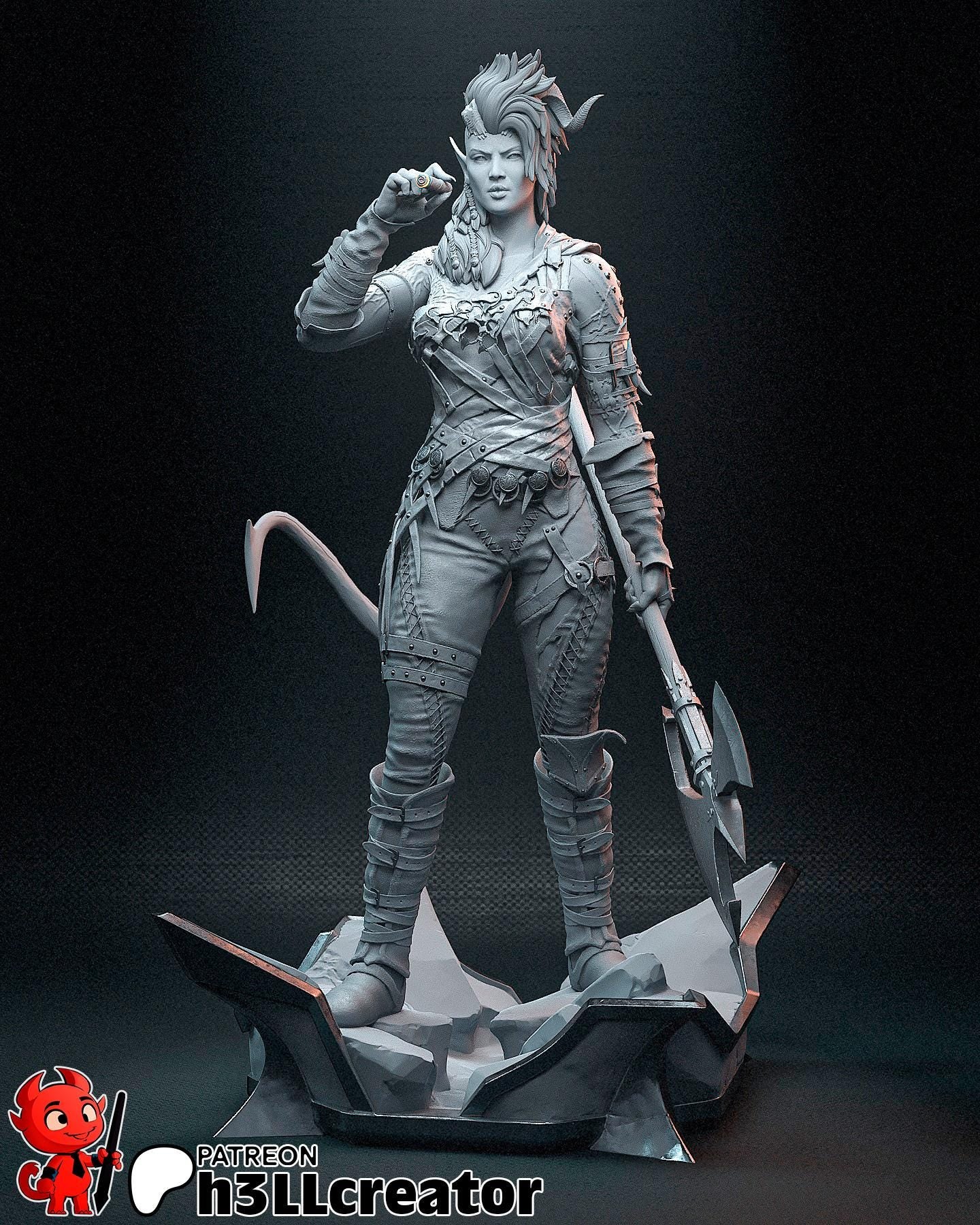 Karlach from Baldur's Gate 3 (fan art) | Full Model or Bust | Miniature scale 1:12 | h3LL Creator | DIY Model Kit