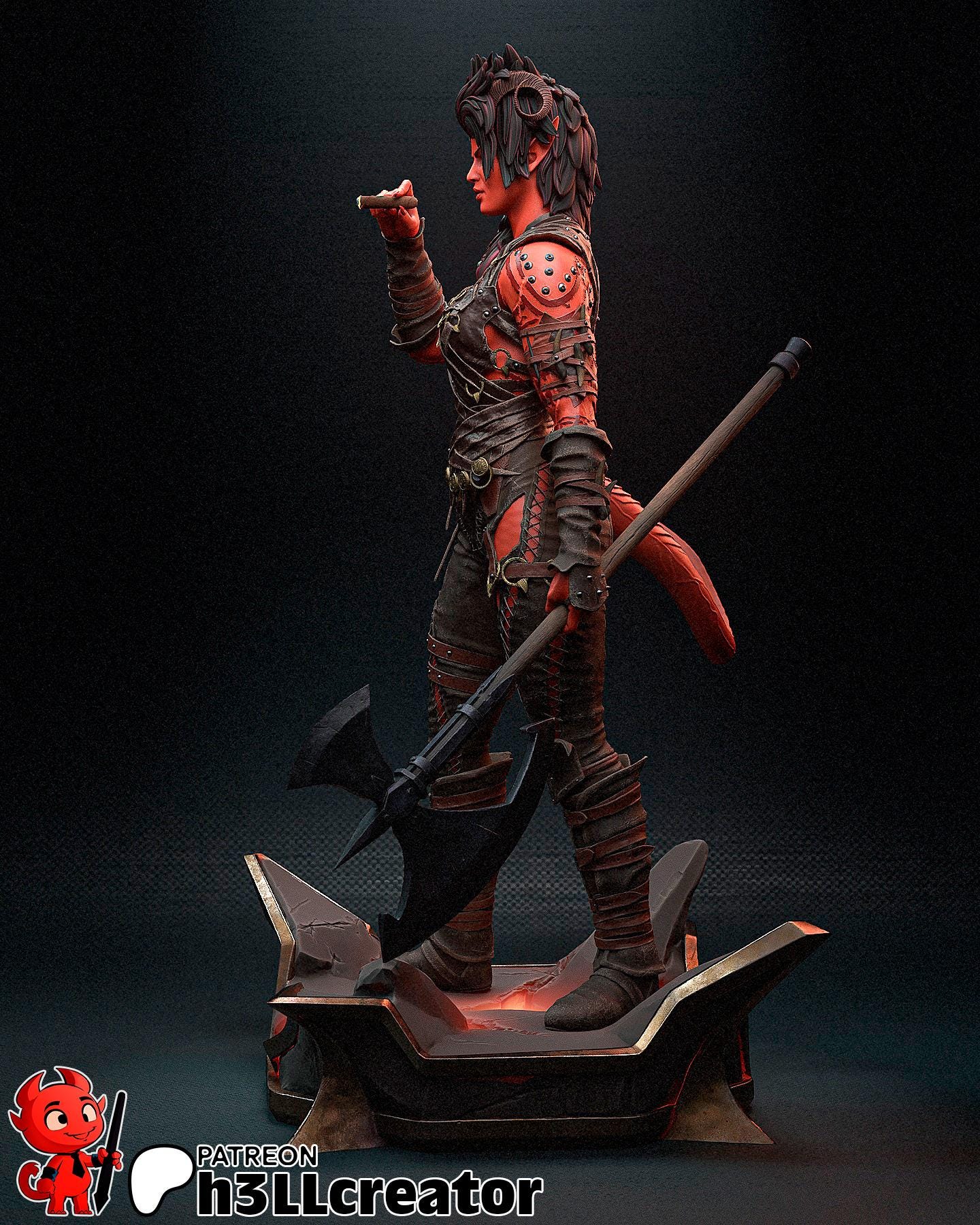 Karlach from Baldur's Gate 3 (fan art) | Full Model or Bust | Miniature scale 1:12 | h3LL Creator | DIY Model Kit
