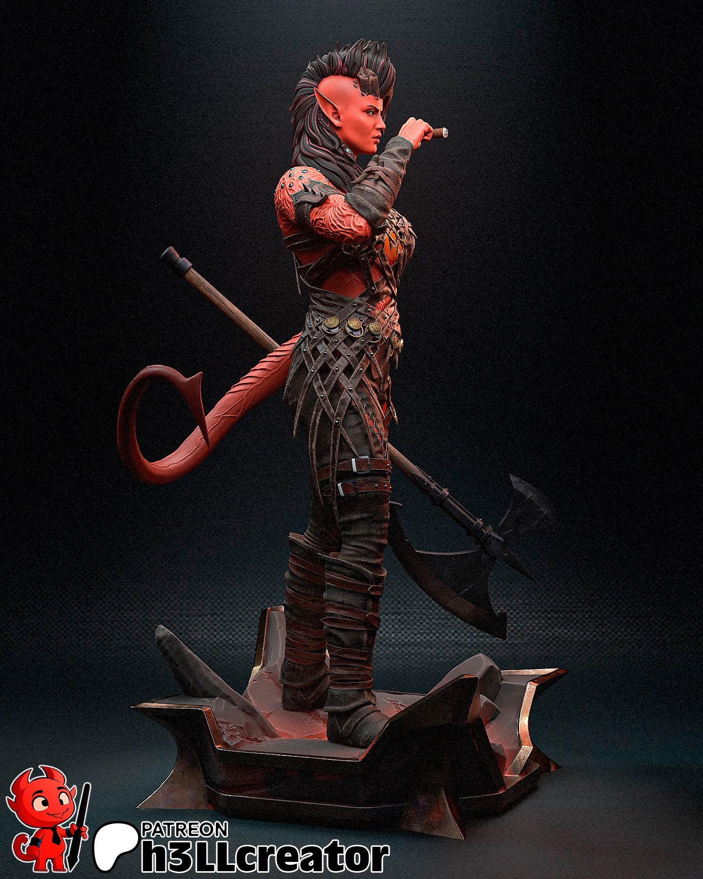 Karlach from Baldur's Gate 3 (fan art) | Full Model or Bust | Miniature scale 1:12 | h3LL Creator | DIY Model Kit