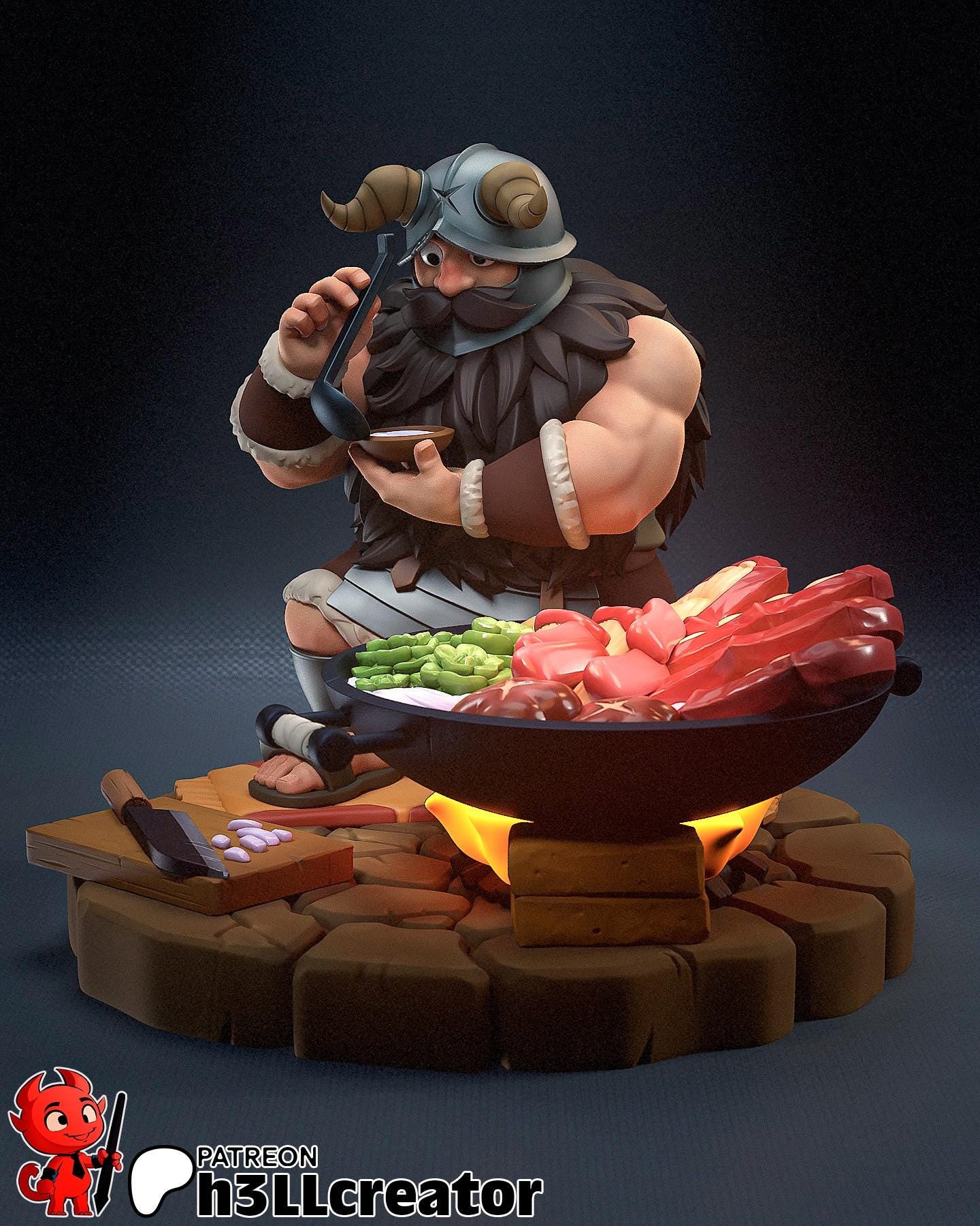 Senshi from Delicious in Dungeon (fan art) Model or Controller Stand | Miniature scale 1:12 | h3LL Creator | DIY Model Kit