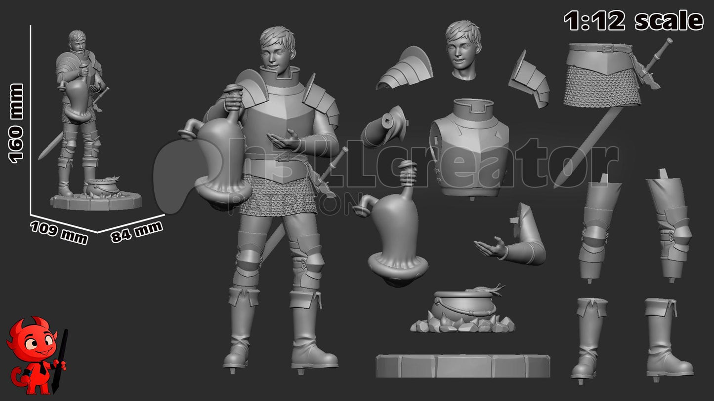 Laios from Delicious in Dungeon (fan art) | Full Model or Bust | Miniature scale 1:12 | h3LL Creator | DIY Model Kit