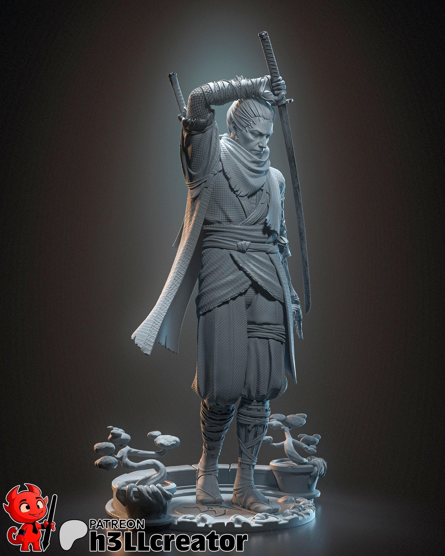 Wolf from Sekiro Shadows Die Twice (fan art) | Full Model or Bust | Miniature scale 1:12 | h3LL Creator | DIY Model Kit