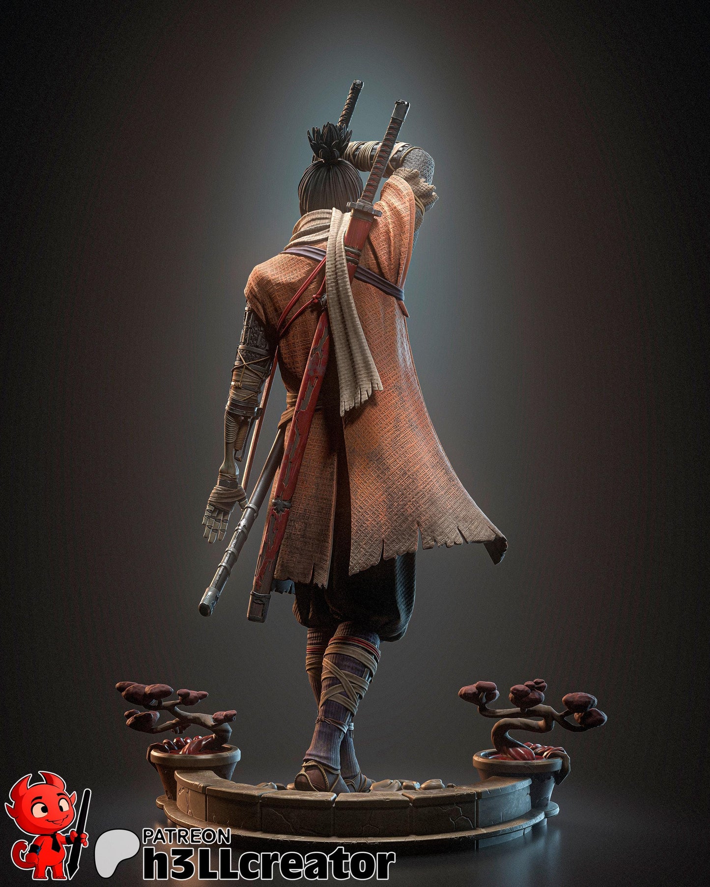 Wolf from Sekiro Shadows Die Twice (fan art) | Full Model or Bust | Miniature scale 1:12 | h3LL Creator | DIY Model Kit