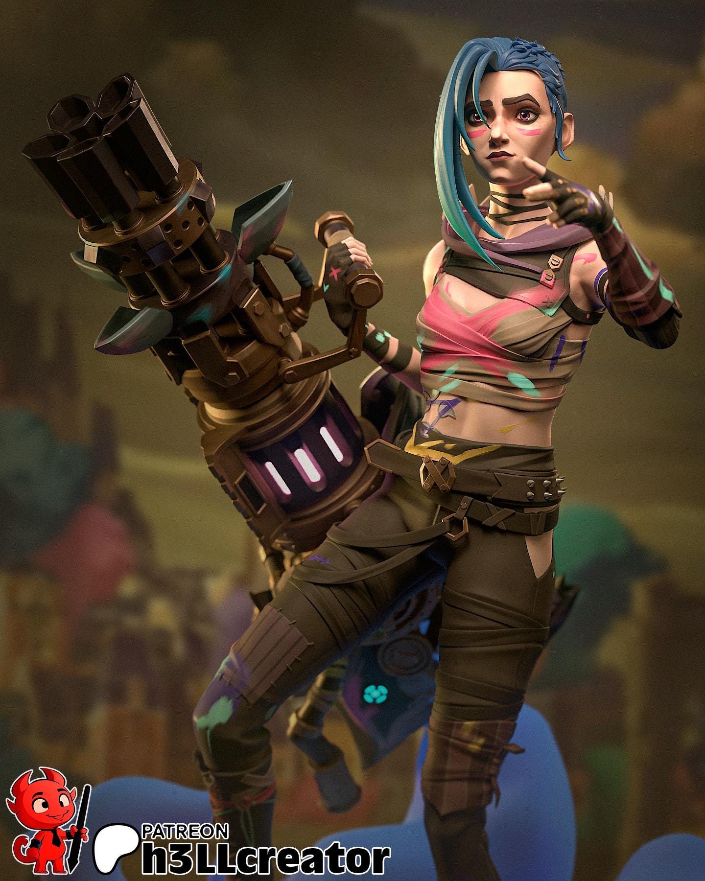 Jinx from Arcane (fan art) | Full Model or Bust | Miniature scale 1:12 | h3LL Creator | DIY Model Kit