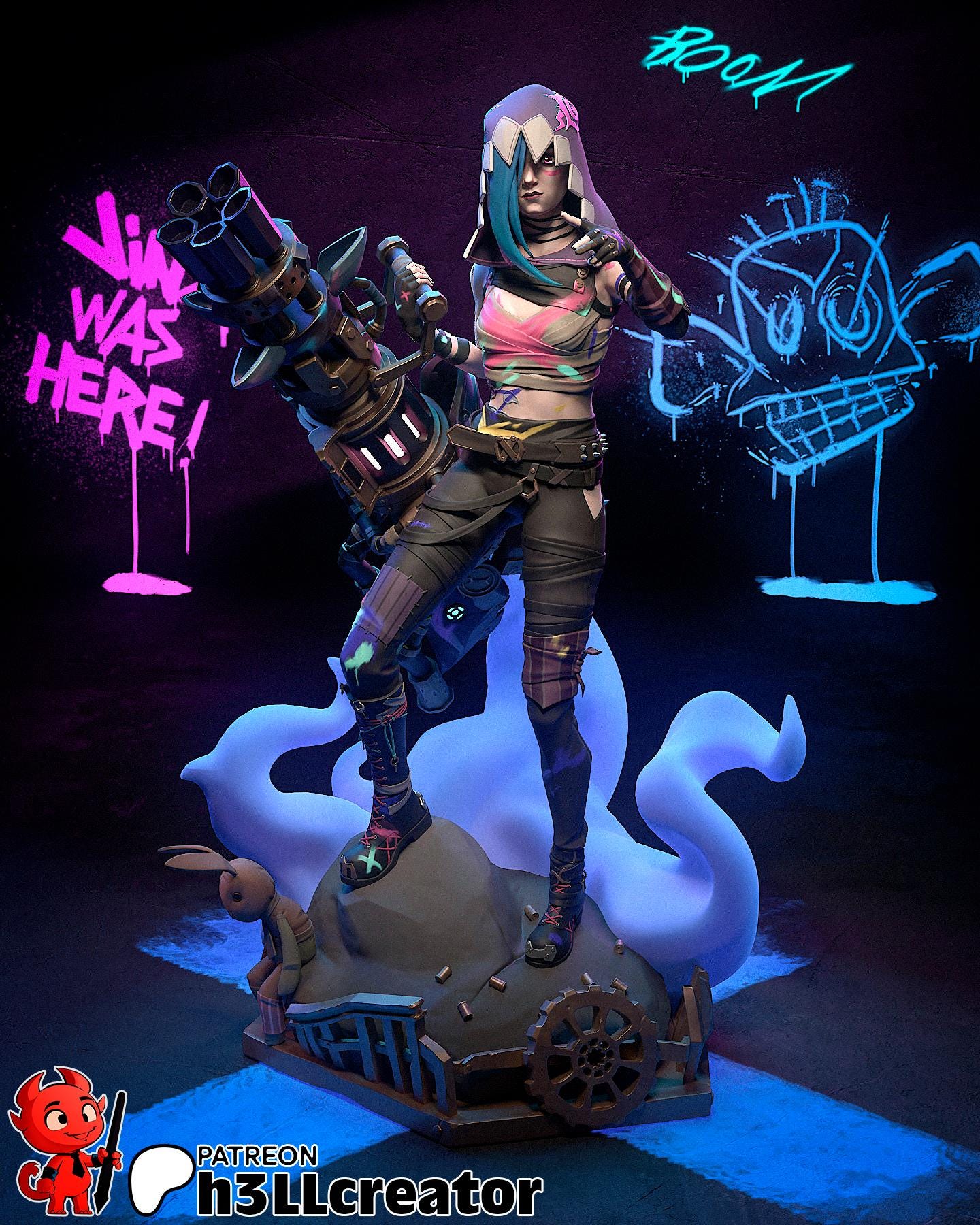 Jinx from Arcane (fan art) | Full Model or Bust | Miniature scale 1:12 | h3LL Creator | DIY Model Kit