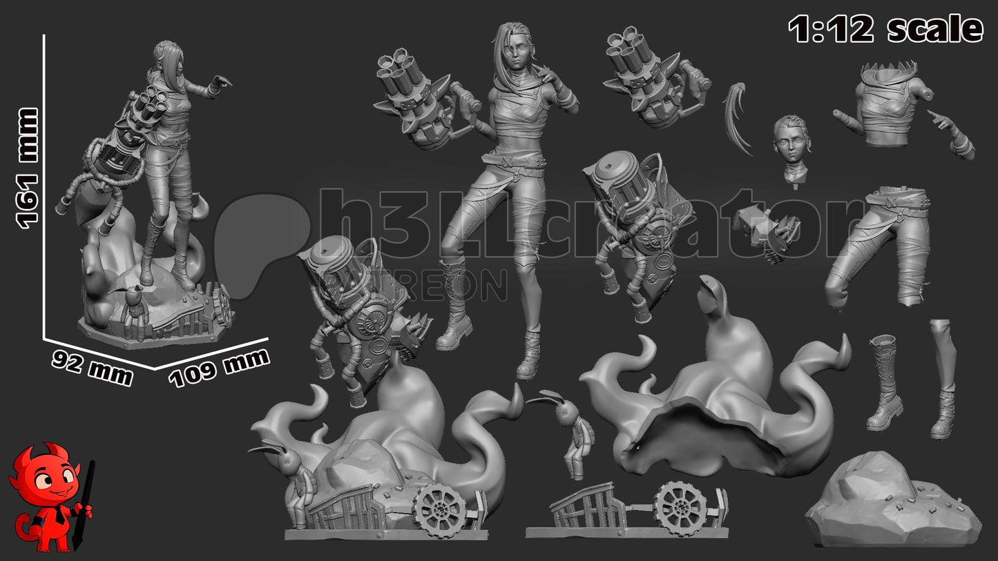 Jinx from Arcane (fan art) | Full Model or Bust | Miniature scale 1:12 | h3LL Creator | DIY Model Kit