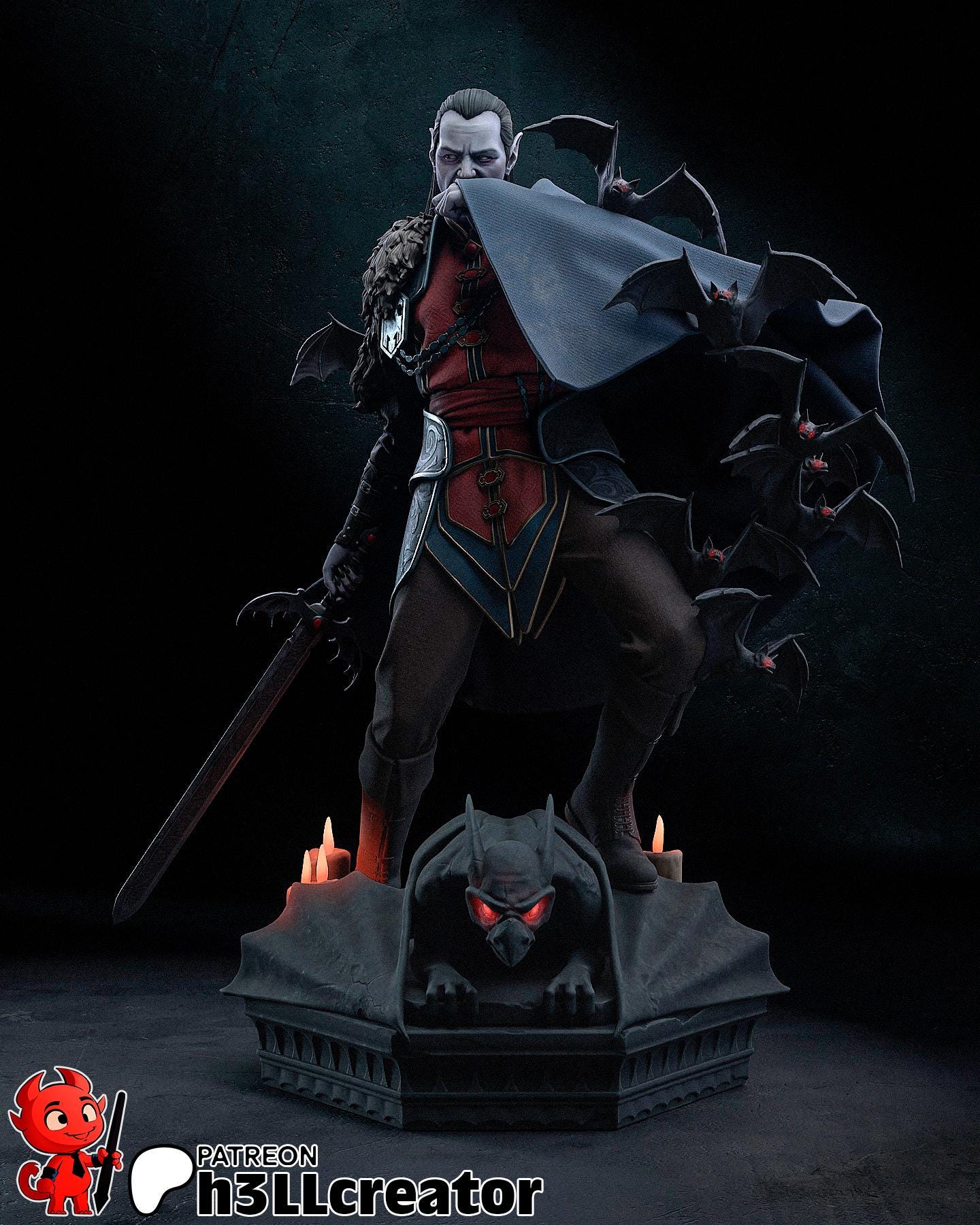 Strahd von Zarovich from The Curse of Strahd (fan art) | Full Model or Bust | Miniature scale 1:12 | h3LL Creator | DIY Model Kit