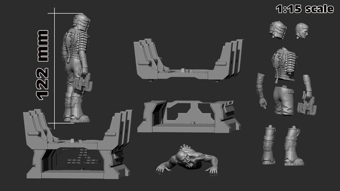 Isaac Clarke from Dead Space (fan art) | Full Model or Bust | Miniature scale 1:12 | h3LL Creator | DIY Model Kit