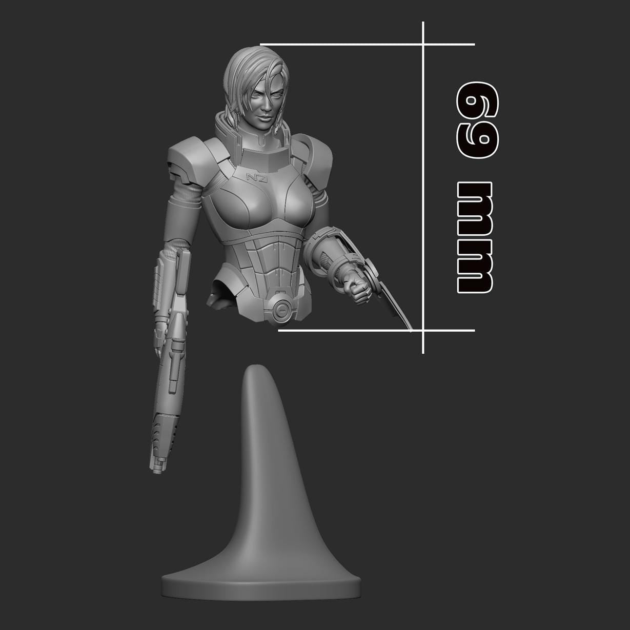 Female Shepard from Mass Effect (fan art) | Full Model or Bust | Miniature scale 1:12 | h3LL Creator | DIY Model Kit