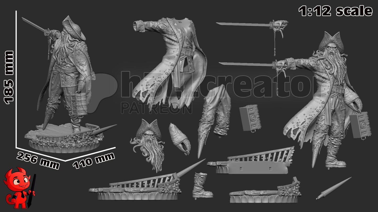 Davy Jones from Pirates of the Caribbean (fan art) | Full Model or Bust | Miniature scale 1:12 | h3LL Creator | DIY Model Kit