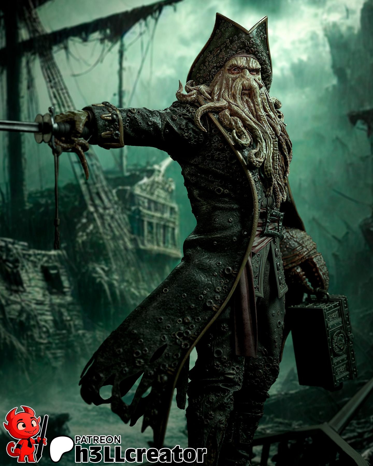Davy Jones from Pirates of the Caribbean (fan art) | Full Model or Bust | Miniature scale 1:12 | h3LL Creator | DIY Model Kit