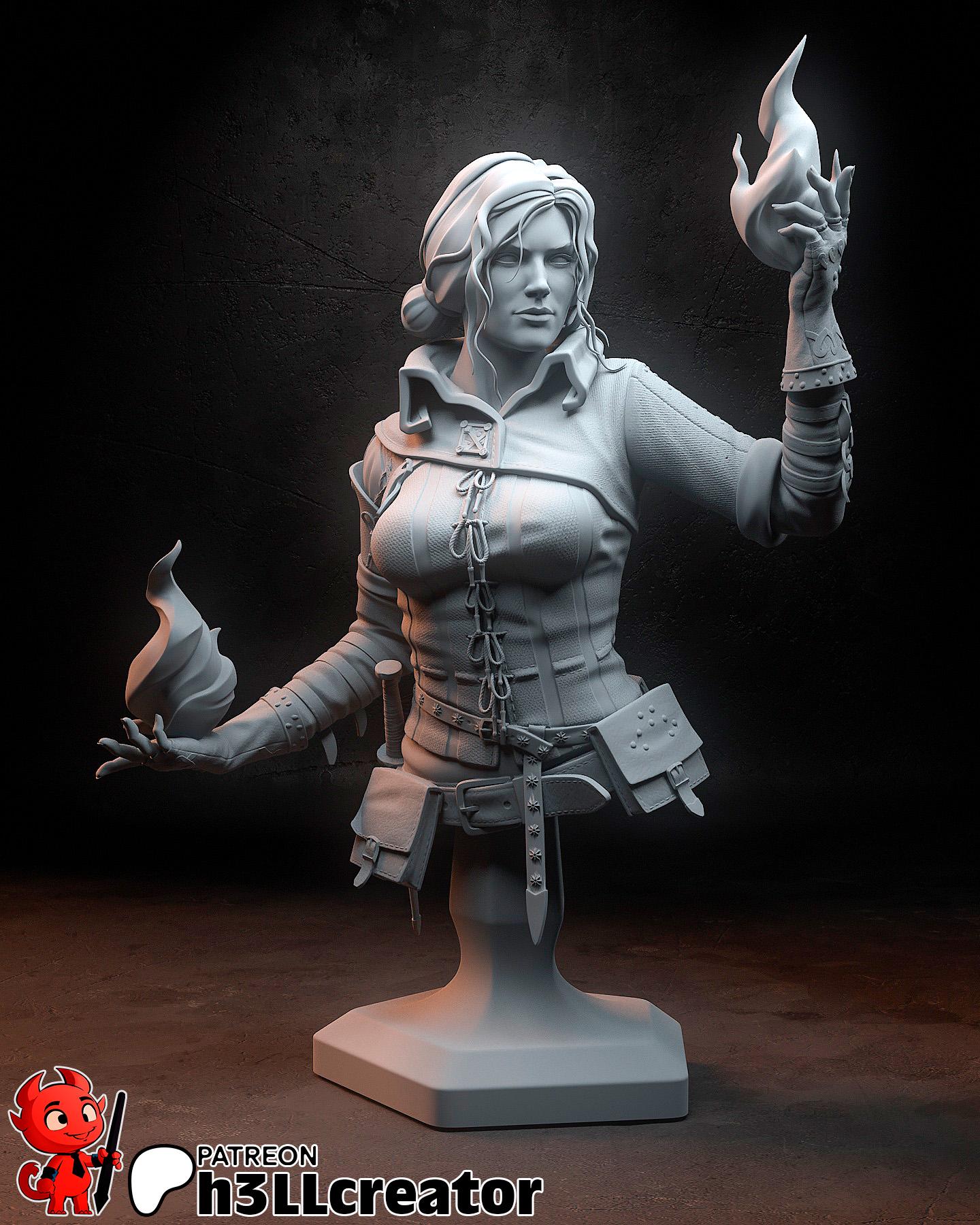 Triss Merigold from The Witcher (fan art) | Full Model | Miniature scale 1:12 | h3LL Creator | DIY Model Kit