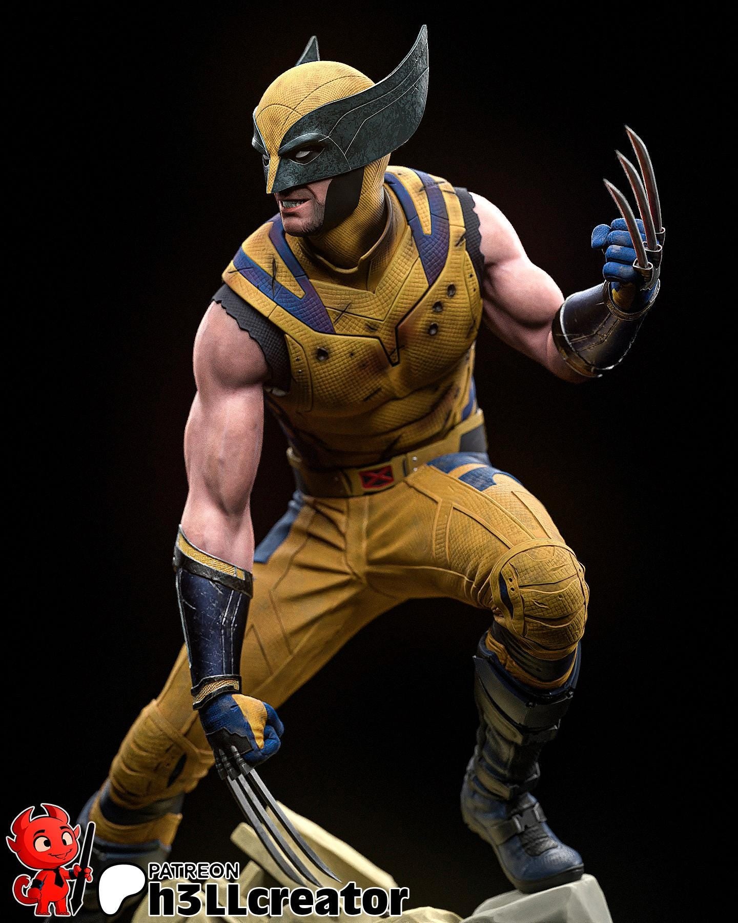 Hugh Jackman Wolverine from Deadpool & Wolverine (fan art) | Full Model or Bust | Miniature scale 1:12 | h3LL Creator | DIY Model Kit