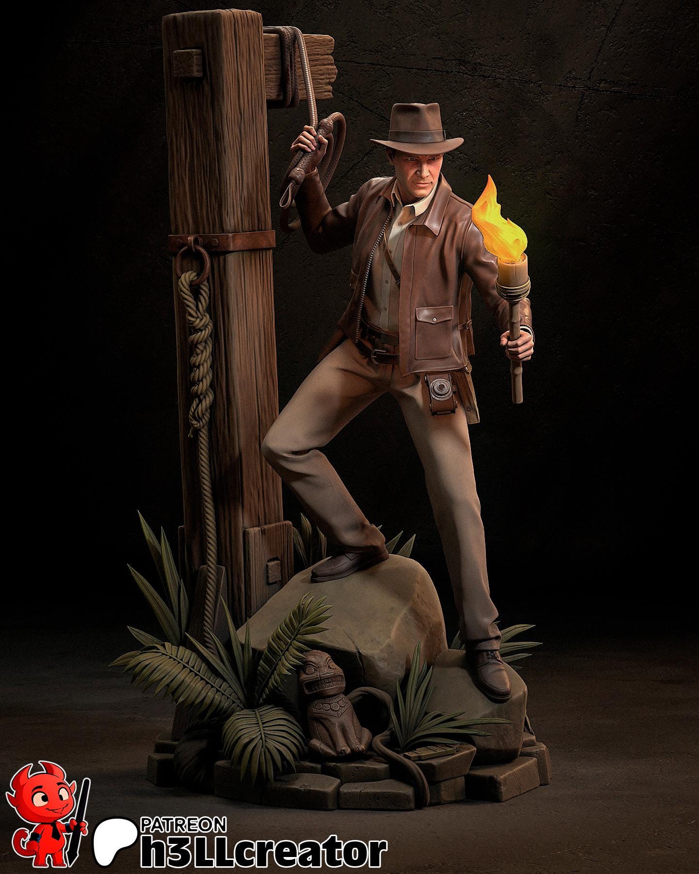Indiana Jones from Indiana Jones and the Great Circle (fan art) | Full Model or Bust | Miniature scale 1:12 | h3LL Creator | DIY Model Kit
