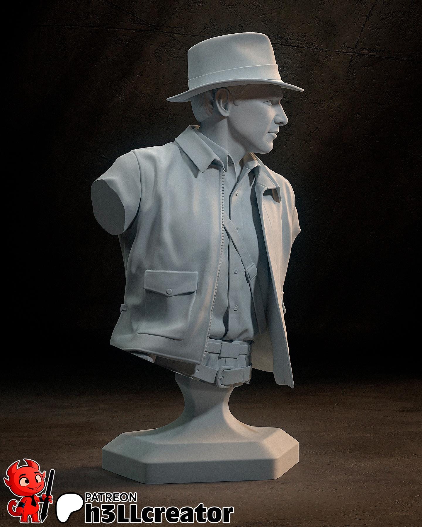 Indiana Jones from Indiana Jones and the Great Circle (fan art) | Full Model or Bust | Miniature scale 1:12 | h3LL Creator | DIY Model Kit