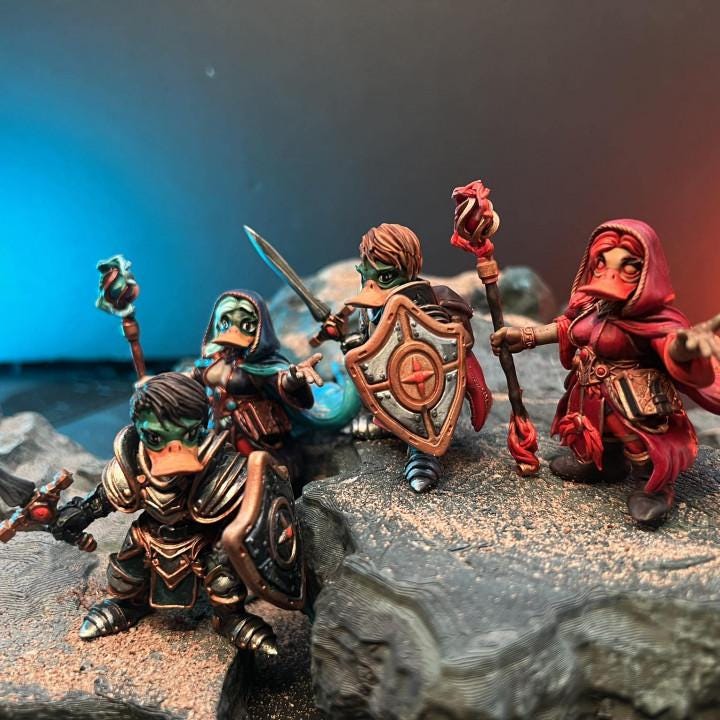 Daki of Quacksonia Mallard Knight | Papsikels, Resin Miniature - Tabletop miniature - Fantasy Miniature - 32mm or 75mm