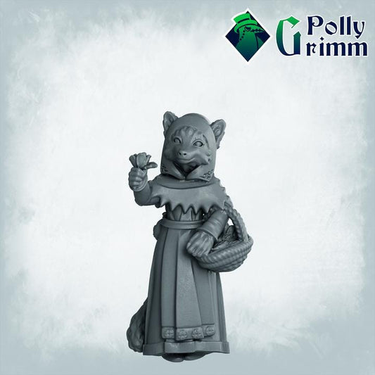 Lupin set- half-beast - Small girl, child - Fox Girl - Fantasy historic miniatures for tabletop games. 28mm / 32mm Resin Figures for RPG