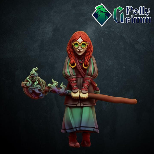 Magical girl Sorceress, Sorcerer, Wizard  - Fantasy historic miniatures for tabletop games. 28mm / 32mm Resin Figures for RPG