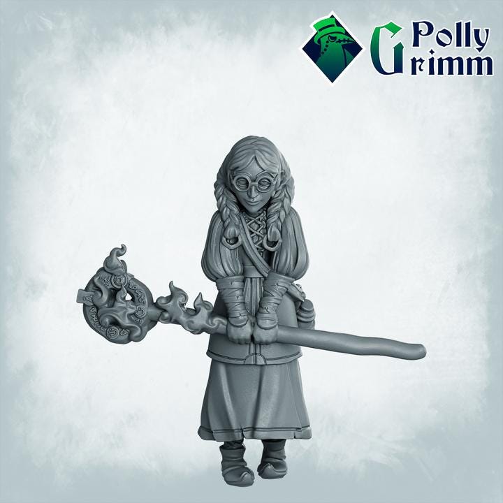 Magical girl Sorceress, Sorcerer, Wizard - Fantasy historic miniatures for tabletop games. 28mm / 32mm Resin Figures for RPG