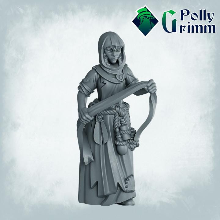 Imperial Humans. Nuns - Fantasy historic miniatures for tabletop games. 28mm / 32mm Resin Figures for RPG