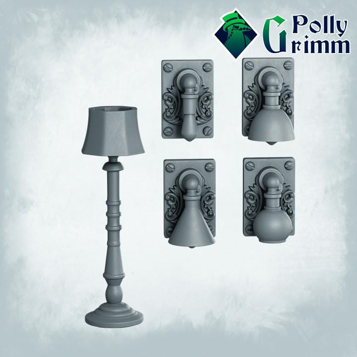 Lamps Set - Scatter Terrain - Fantasy historic miniatures for tabletop games. 28mm / 32mm Resin Figures for RPG