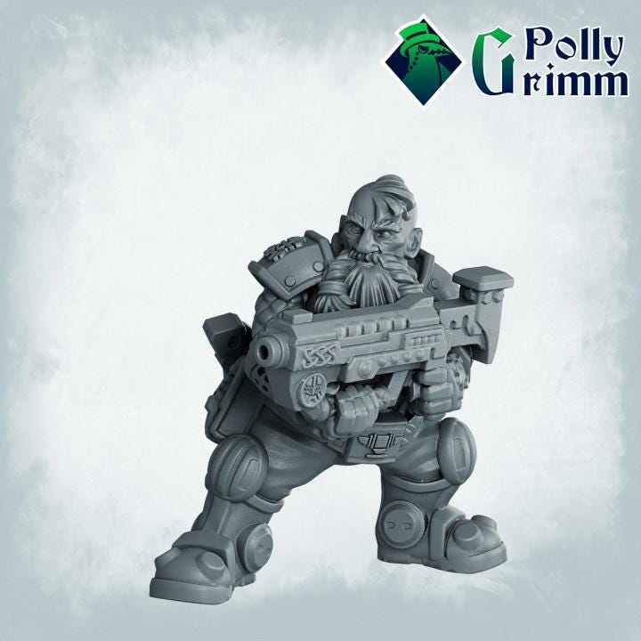 Dwarves set. Space Rocks! Dwarf Miners Set 1 - Sci-fi tabletop miniature. 28mm / 32mm Resin Figures for RPG