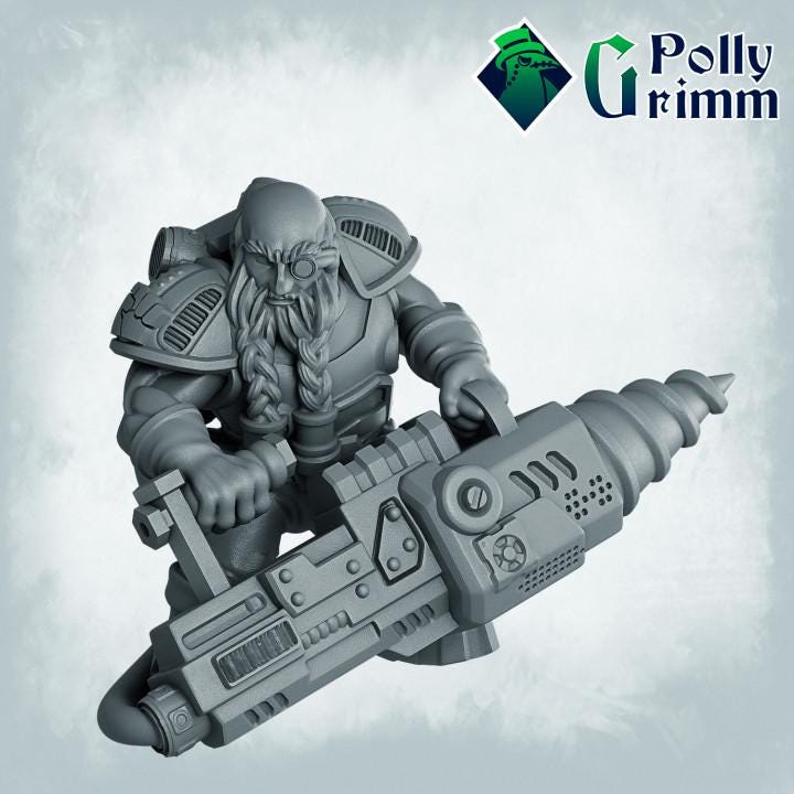 Galaxy Dwarves set. Space Rocks! Dwarf miner Set 2 - Sci-fi tabletop miniature. 28mm / 32mm Resin Figures for RPG