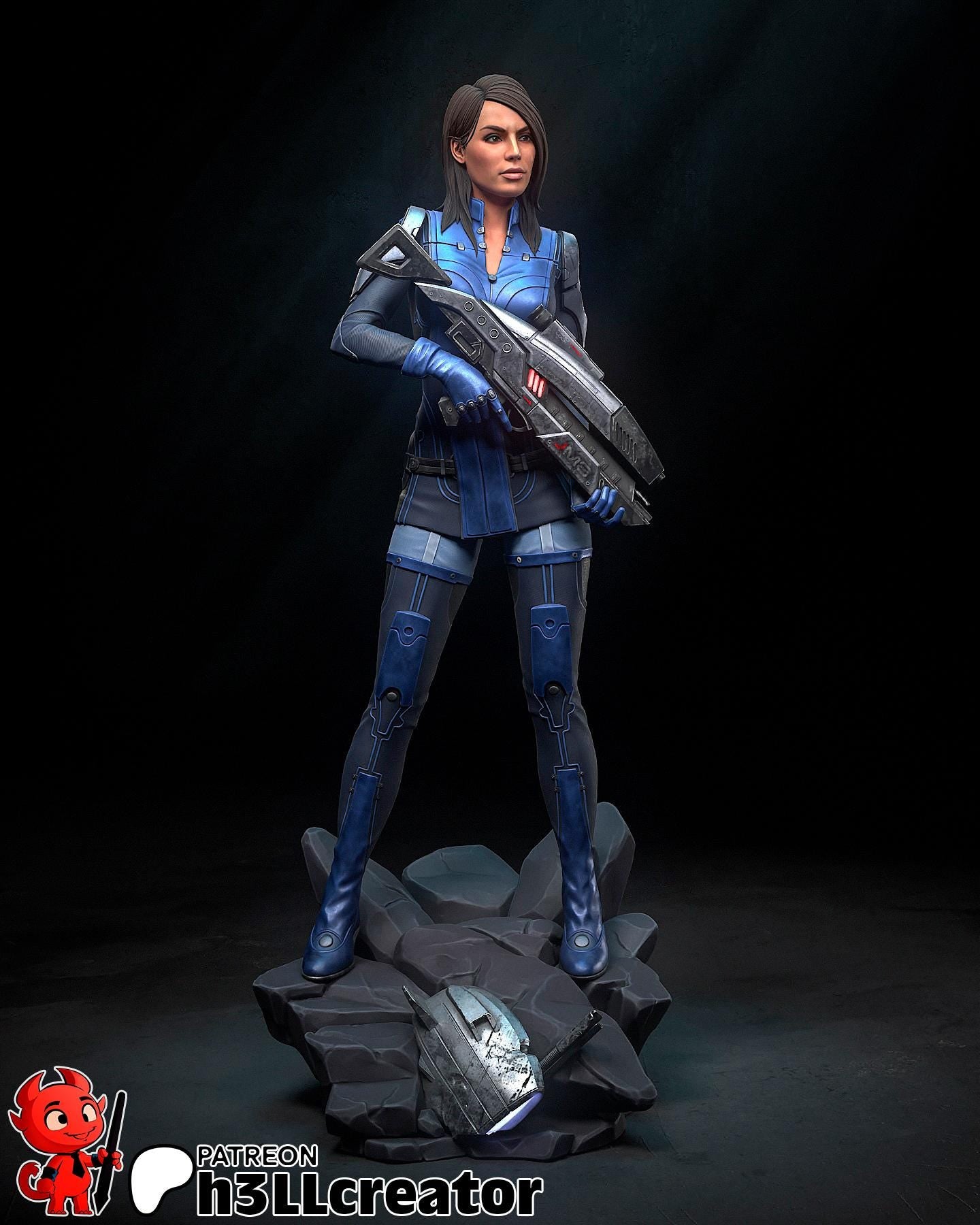 Ashley Williams from Mass Effect (fan art) | Miniature scale 1:15 | h3LL Creator | DIY Model Kit