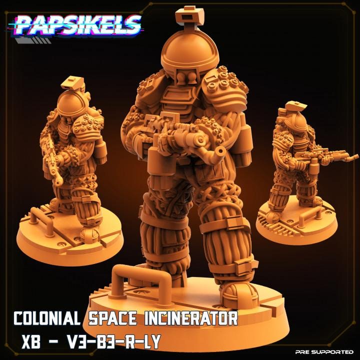 Colonial Space Incinerator XB-V3-B3-R-LY | Papsikels | 3D Printed Miniature | 32mm Miniatures