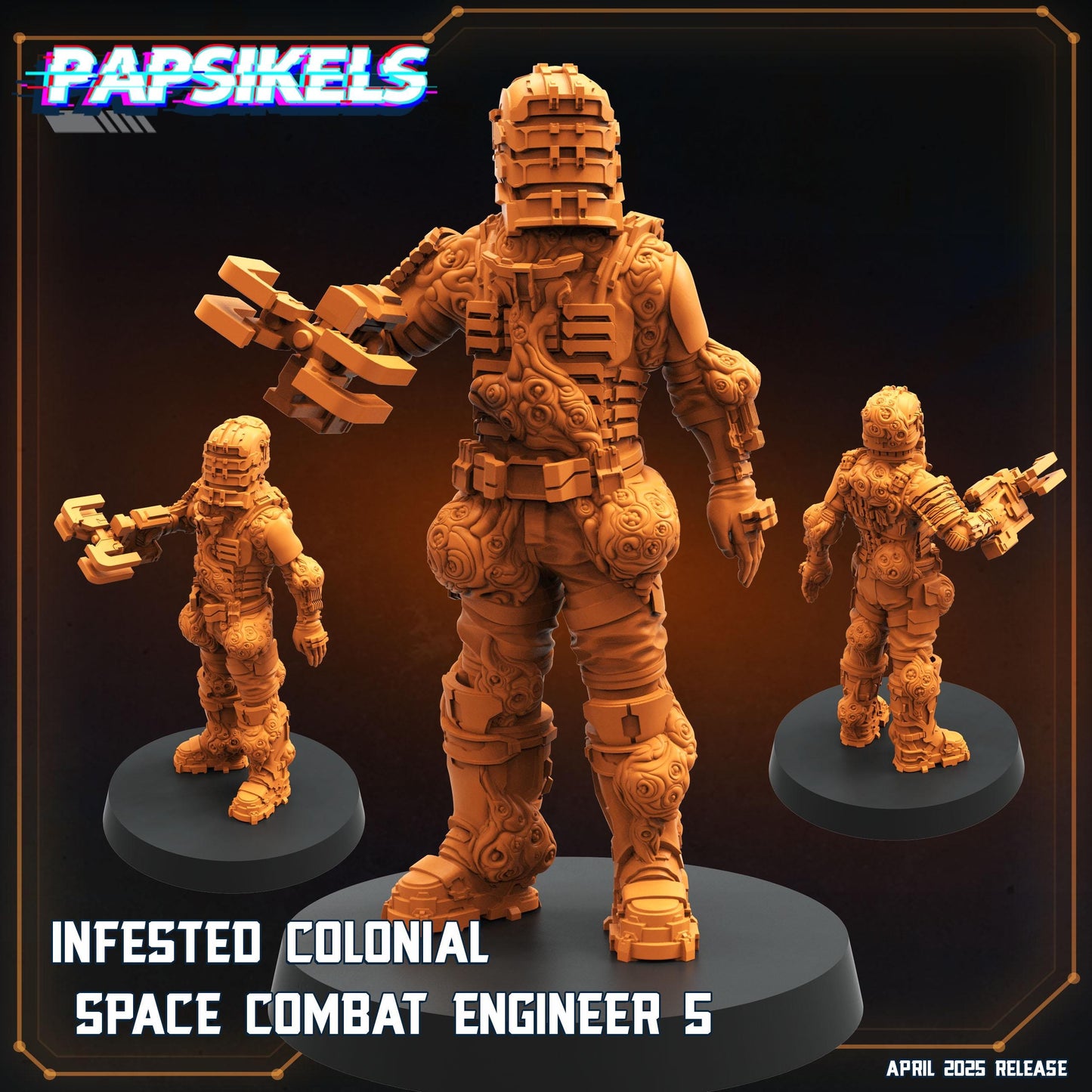 Aliens Vs Humans - Star Conflict - Infested Colonial Space Combat Engineer Set 1 - Isaac Dead Space, Papsikels, 32mm Mini - For TTRPG