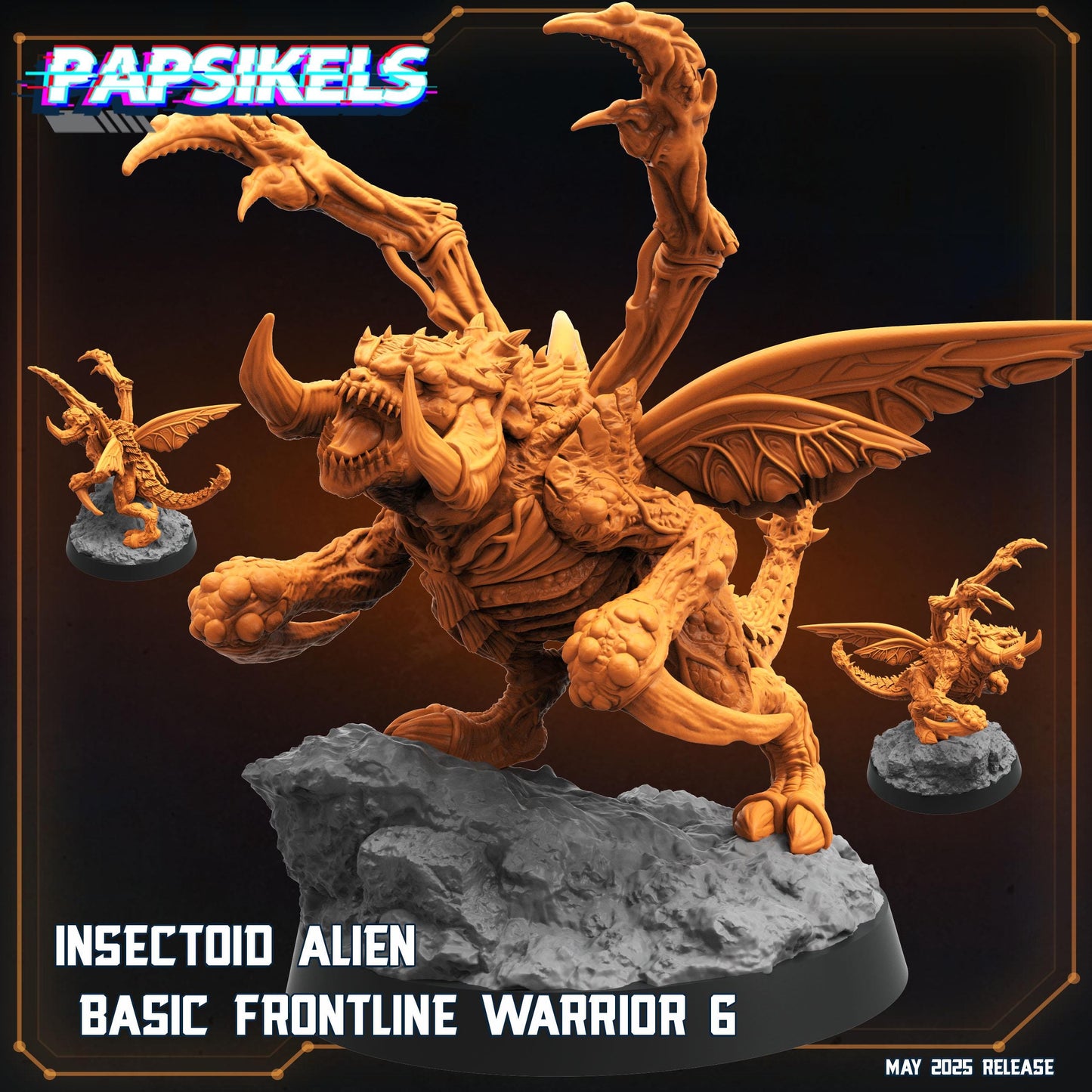 Aliens Vs Humans - Star Conflict - Insectoid Alien Basic Frontline Warrior - Starcraft, Papsikels, 32mm Mini for TTRPG Gaming, Alien RPG