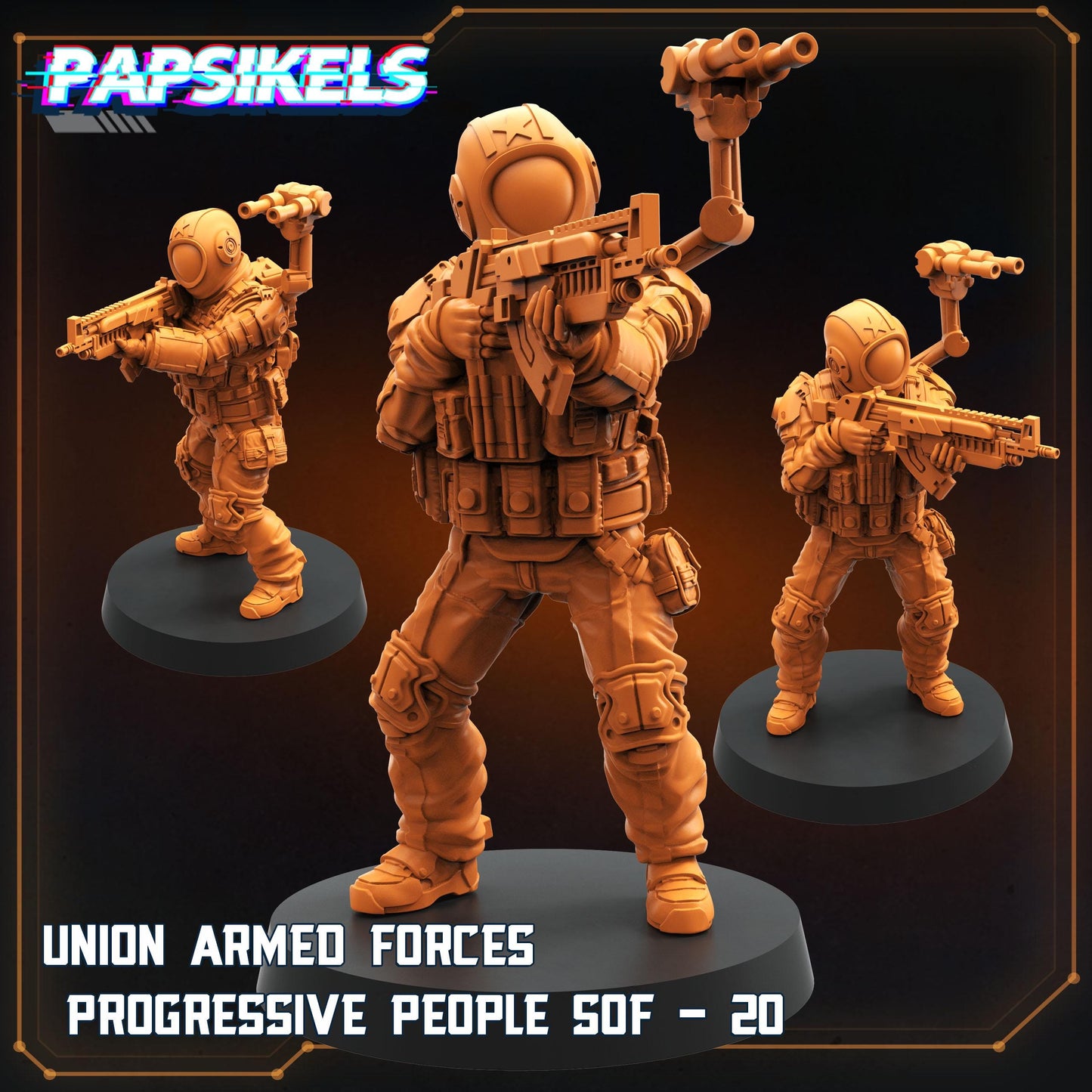 Aliens vs Humans - Union of Progressive Peoples - UPP - Union Armed Forces Progressive Peoples SOF Set 3 | Papsikels, Resin Miniature 32mm