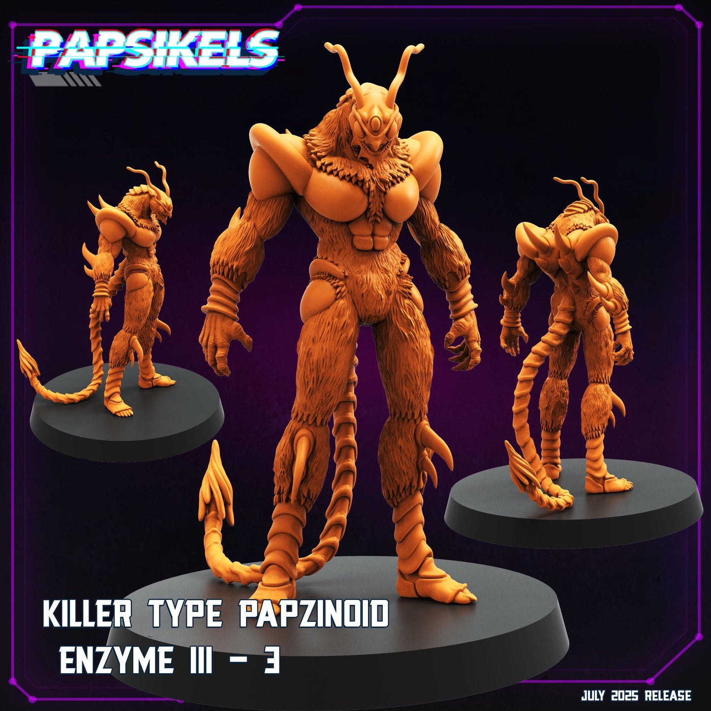Cyberpunk | Killer Type Papzinoid Enzyme III | Guyver – Papsikels Miniature – 3D Printed Resin Mini, 28mm or 32mm, RPG, TTRPG, Wargaming