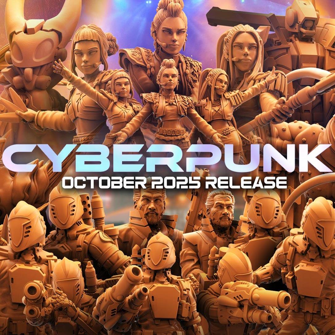 Cyber Silksong | Cyber-Fantasy Spear Fighter Miniature | 28 mm / 32 mm Scale | Papsikels Miniatures