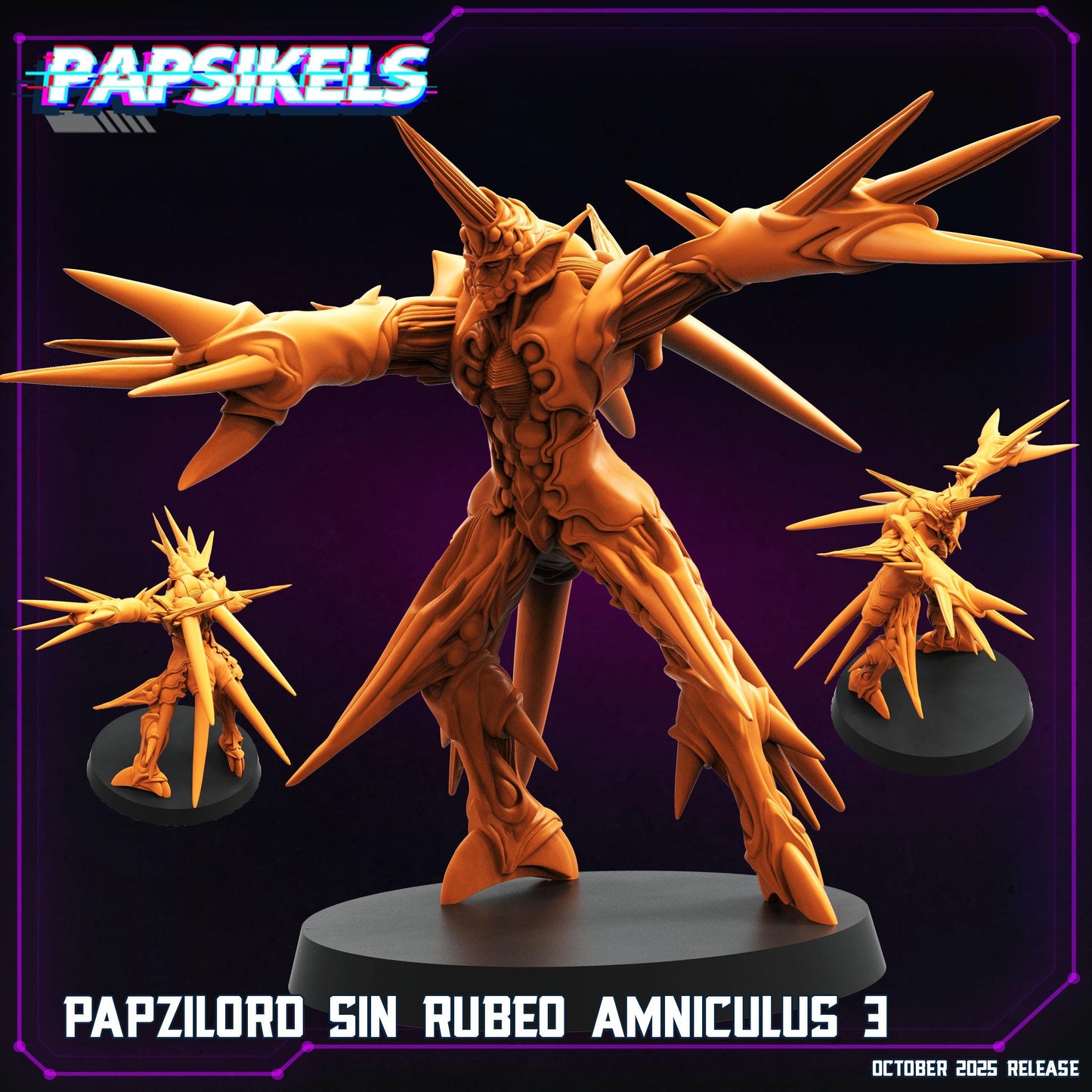 Papzilord Sin Rubeo Amniculus | Bio-Armored Warlord Miniature | Guyver Inspired | 28 mm / 32 mm Scale | Papsikels Miniatures