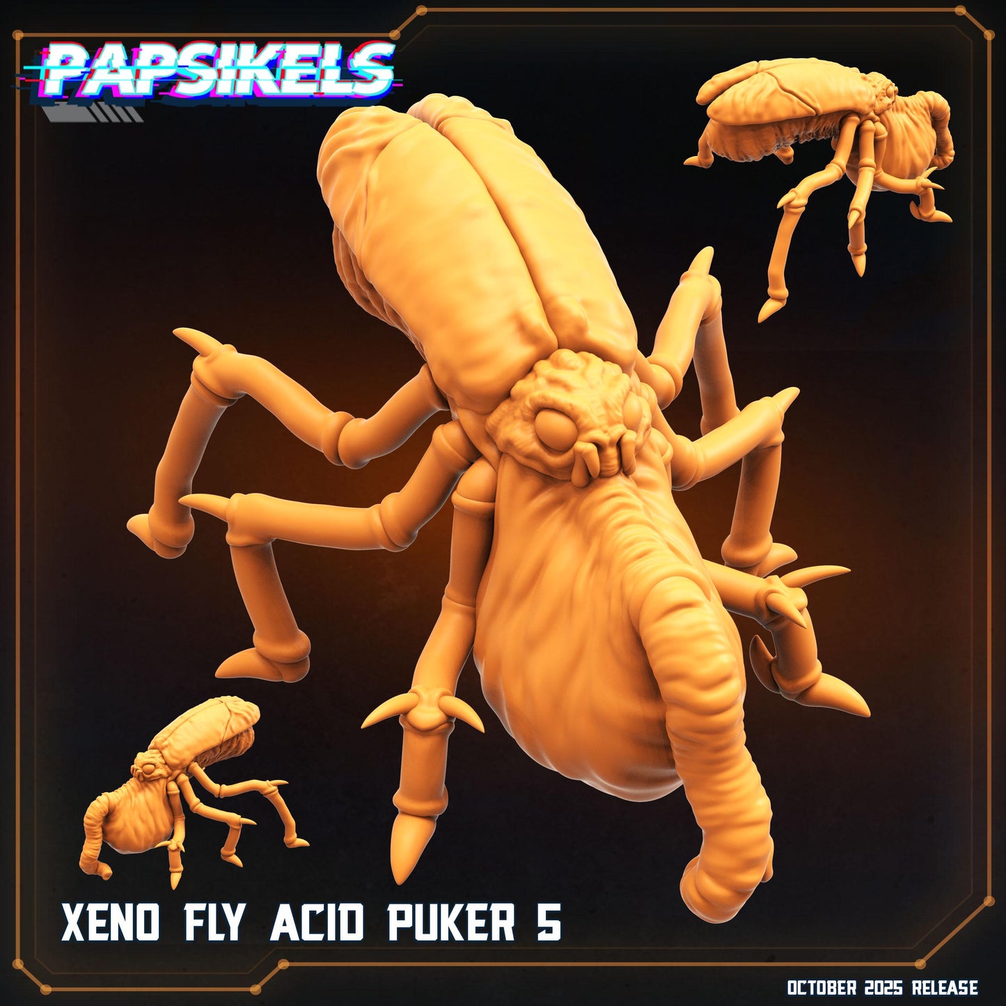Xeno Fly Acid Pukers | Papsikels October 2025 | Alien Earth Inspired Resin Miniatures | 32 mm • Play Scale • Epic 0.5 Scale • Full 1:1 Scale