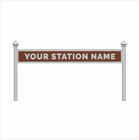 OO Scale | Pre-Coloured | Single-Sided Personalised Steam-Era Station Name Board - Style 1 - One Line of Text