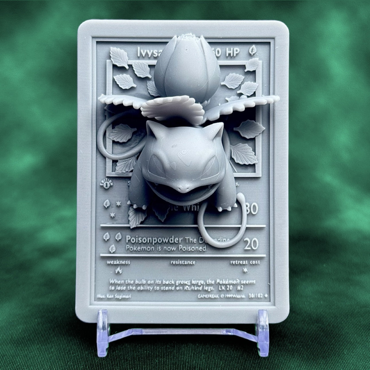 Ivysaur - 3D Printed Pokemon Card Wall Hanger | Fan Art | Pokemon TCG | Resin Model | ABC3D Models