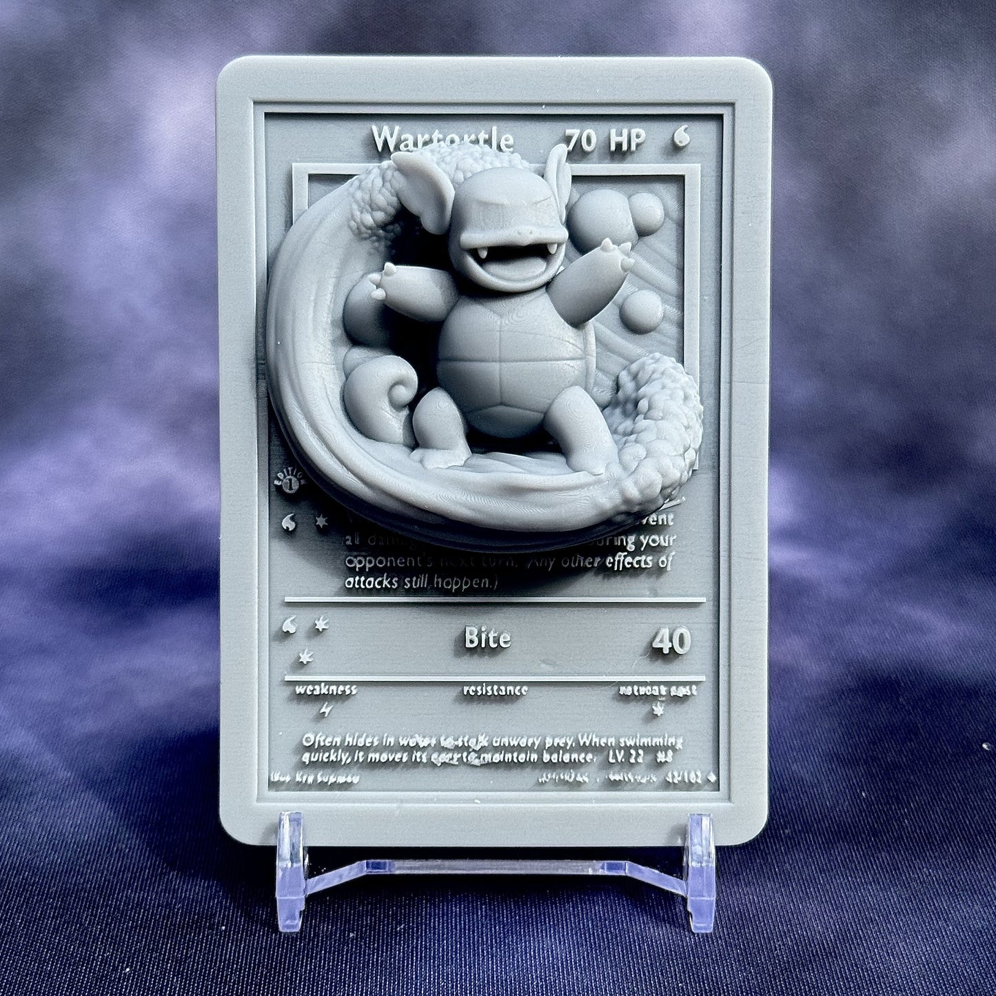 Wartortle - 3D Printed Pokemon Card Wall Hanger | Fan Art | Pokemon TCG | Resin Model | ABC3D Models