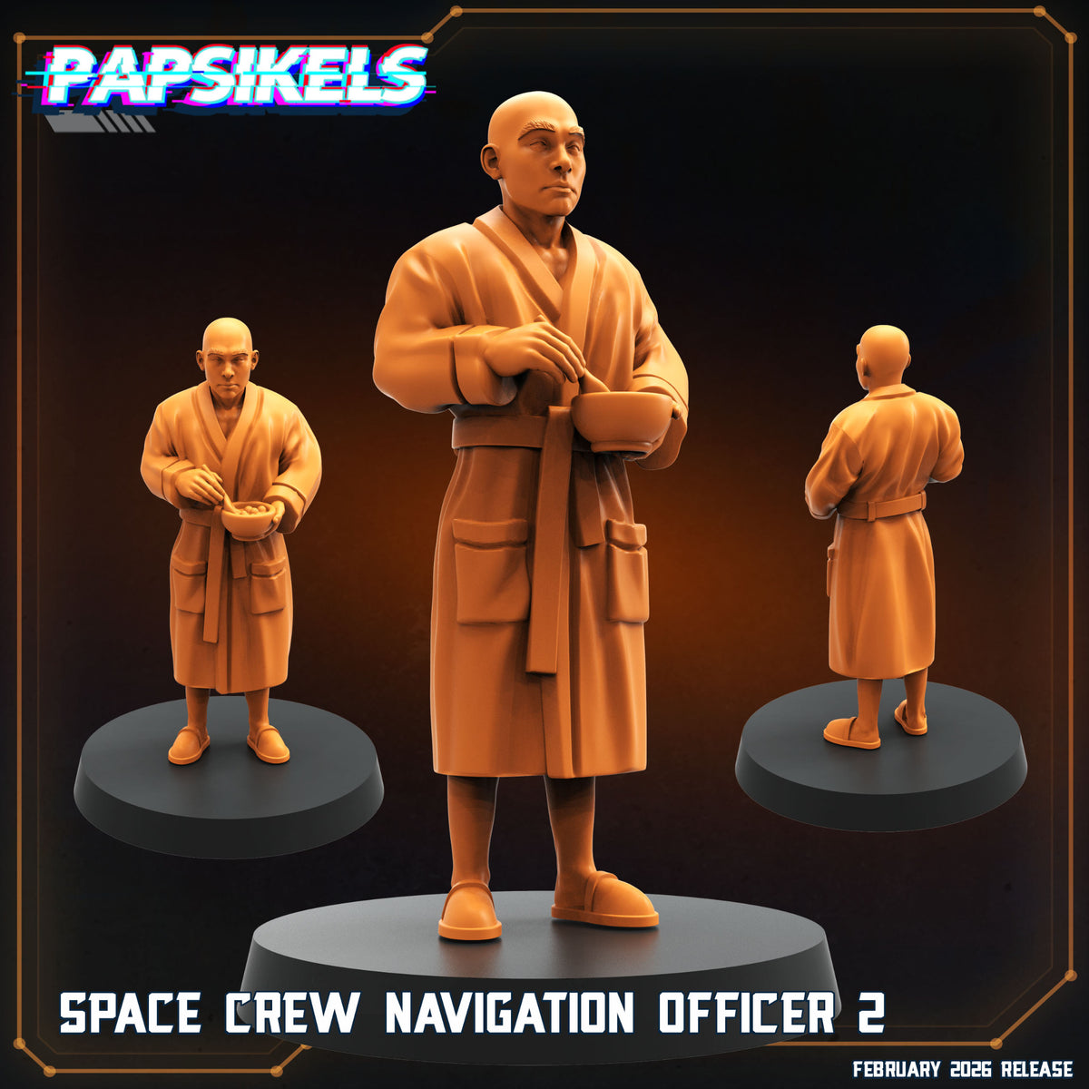 Teng Alien Earth navigation officer 2 Papsikels sci fi resin miniature in robe holding a bowl